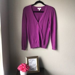 Purple v neck cardigan from the loft
